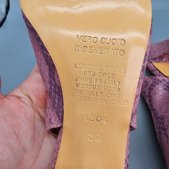 A. Giannetti Italy Heels Size 39 US 8.5–9 Pink Snakeskin Leather Slingback - Picture 10 of 15